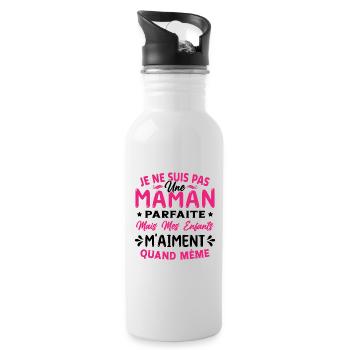 Pas une Maman Parfaite, Citation Maman Humour - Gourde avec paille intégrée - blanc - Droite