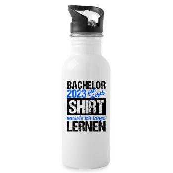 Bachelor 2023 Lange Genug Gelernt Lasst Uns Feiern - Trinkflasche mit integriertem Trinkhalm - Weiß - Rechts