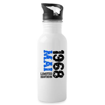 1968 Mai Limited Edition Geburtstag Geschenk - Trinkflasche mit integriertem Trinkhalm - Weiß - Rechts