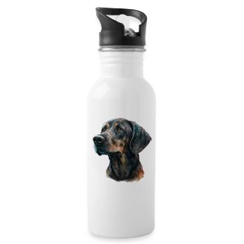Plott Hound Portrait - Water bottle with straw - white - Right