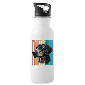 Plott Hound Retro Vintage - Trinkflasche mit integriertem Trinkhalm - Weiß - Rechts