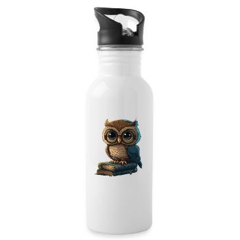Owl Always Love Reading Books - Water bottle with straw - white - Right