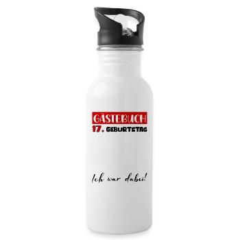 Gästebuch 17 Jahre Geburtstag Deko Bitte Eintragen - Trinkflasche mit integriertem Trinkhalm - Weiß - Rechts