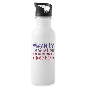 Familienurlaub Gemeinsam In Erinnerung Bleiben - Trinkflasche mit integriertem Trinkhalm - Weiß - Rechts