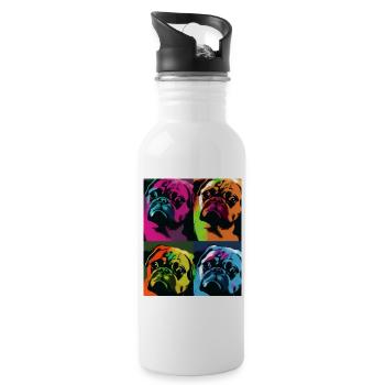 Pug Dog Pop Art - Water bottle with straw - white - Right