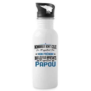 Les plus importants Mappellent Papou Humour Cadeau - Gourde avec paille intégrée - blanc - Droite