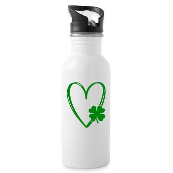 Accessoires de la Saint-Patrick Irlande Shamrock Décoration - Gourde avec paille intégrée - blanc - Droite