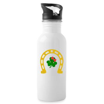 Accessoires de la Saint-Patrick Irlande Shamrock Décoration - Gourde avec paille intégrée - blanc - Droite