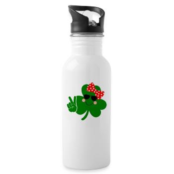 St Patricks Day Accessories Ireland Shamrock Decoration - Water bottle with straw - white - Right