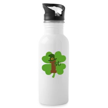 St Patricks Day Accessories Ireland Shamrock Decoration - Water bottle with straw - white - Right