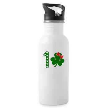St Patricks Day Accessories Ireland Shamrock Decoration - Water bottle with straw - white - Right