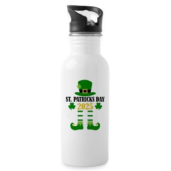 Accessoires de la Saint-Patrick Irlande Shamrock Décoration - Gourde avec paille intégrée - blanc - Droite