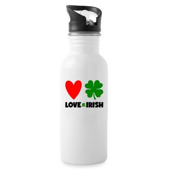 Accessoires de la Saint-Patrick Irlande Shamrock Décoration - Gourde avec paille intégrée - blanc - Droite