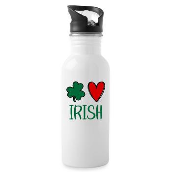 Accessoires de la Saint-Patrick Irlande Shamrock Décoration - Gourde avec paille intégrée - blanc - Droite