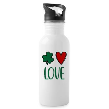 St Patricks Day Accessories Ireland Shamrock Decoration - Water bottle with straw - white - Right