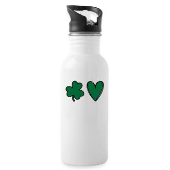 St Patricks Day Accessories Ireland Shamrock Decoration - Water bottle with straw - white - Right