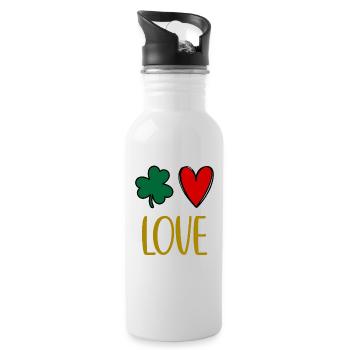 Accessoires de la Saint-Patrick Irlande Shamrock Décoration - Gourde avec paille intégrée - blanc - Droite