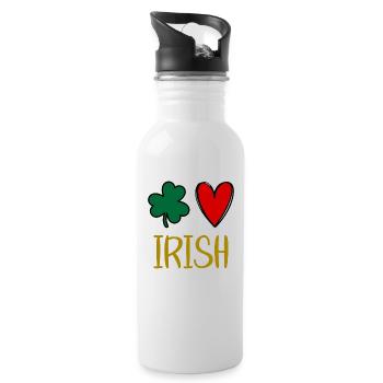 St Patricks Day Accessories Ireland Shamrock Decoration - Water bottle with straw - white - Right