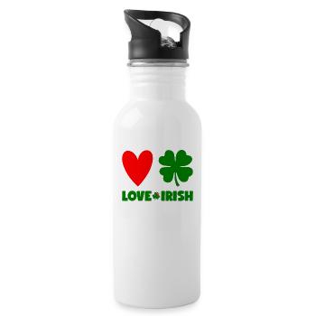 St Patricks Day Accessories Ireland Shamrock Decoration - Water bottle with straw - white - Right