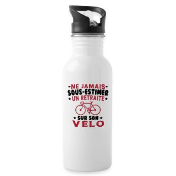 Un Retraité Sur Son Vélo Humour Retraite Cycliste - Gourde avec paille intégrée - blanc - Droite