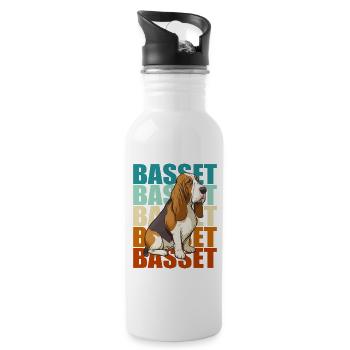 Basset Hound Colorful - Water bottle with straw - white - Right