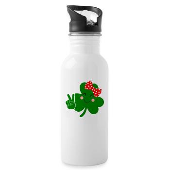 St Patricks Day Accessories Ireland Shamrock Decoration - Water bottle with straw - white - Right