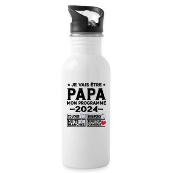 Je vais être papa mon programme en 2024 Futur Papa - Gourde avec paille intégrée - blanc - Droite