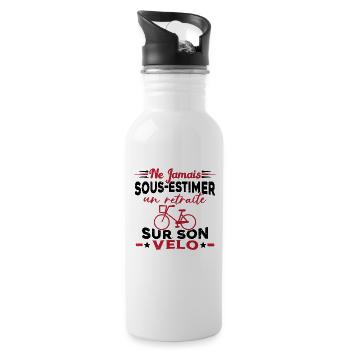 Un Retraité Sur Son Vélo Humour Retraite Cycliste - Gourde avec paille intégrée - blanc - Droite