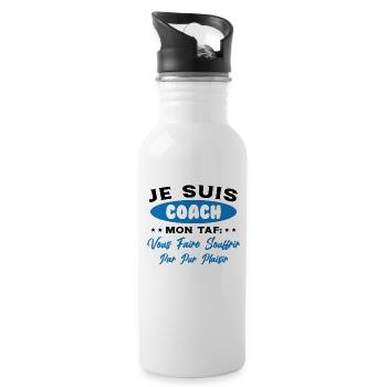 Je suis Coach Humour Cadeau Sportif - Gourde avec paille intégrée - blanc - Droite