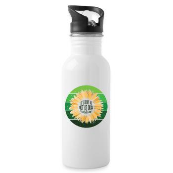 It's okay To not be okay Sunflower - Water bottle with straw - white - Right