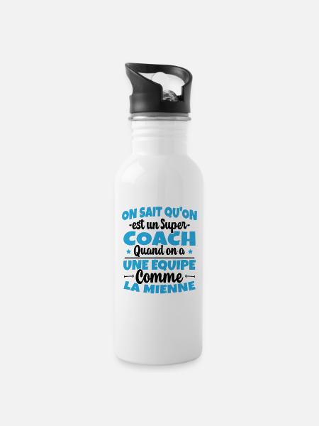 On Sait Qu'on est un Super Coach Cadeau Entraineur - Gourde avec paille intégrée - blanc