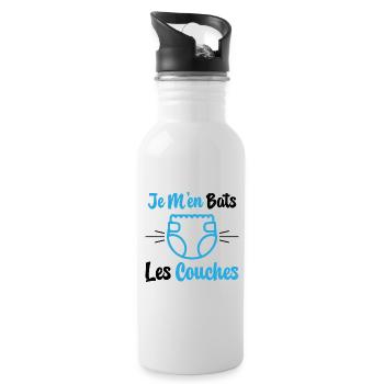 Je M'en Bats Les Couches Cadeau Body Fun Enceinte - Gourde avec paille intégrée - blanc - Droite