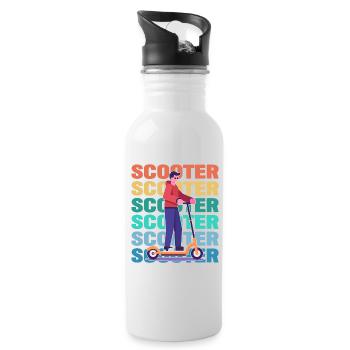 Scootering Boy Bunt - Trinkflasche mit integriertem Trinkhalm - Weiß - Rechts