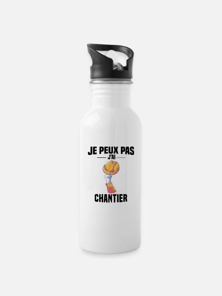 J'PEUX PAS J'AI CHANTIER - CASQUE DE CHANTIER - Gourde avec paille intégrée - blanc