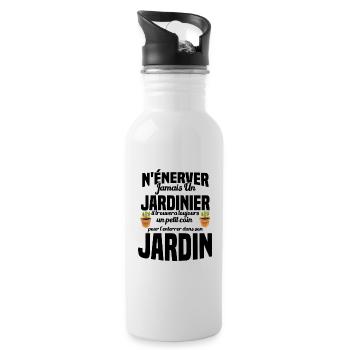 N'énerver Jamais Un Jardinier Cadeau Jardin Drôle - Gourde avec paille intégrée - blanc - Droite
