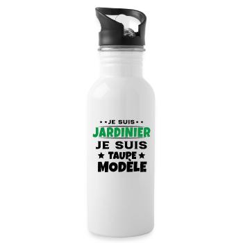 Je suis jardinier Je suis Taupe Modèle Humour - Gourde avec paille intégrée - blanc - Droite