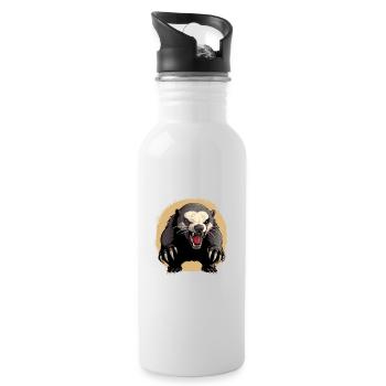 Honigdachs ist mein Krafttier - Trinkflasche mit integriertem Trinkhalm - Weiß - Rechts