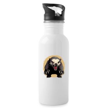 Honey Badger Dont Pet The Honey Badger - Water bottle with straw - white - Right