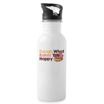 Dough What Bakes You Happy Bäckerei - Trinkflasche mit integriertem Trinkhalm - Weiß - Rechts