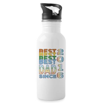 Best dad in the world since 2016 Father's Day Birthday - Water bottle with straw - white - Right