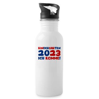 Kindergarten 2023 Ich Komme Mädchen Kita Geschenk - Trinkflasche mit integriertem Trinkhalm - Weiß - Rechts