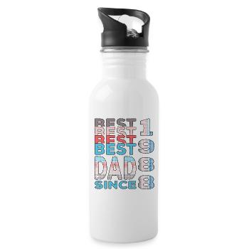 Best dad in the world since 1988 Father's Day - Water bottle with straw - white - Right