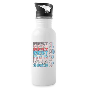 Best dad in the world since 1977 Father's Day birthday - Water bottle with straw - white - Right