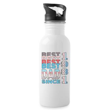 Bester Papa der Welt seit 1981 Vatertag - Trinkflasche mit integriertem Trinkhalm - Weiß - Rechts