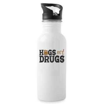 Hugs instead of drugs - Water bottle with straw - white - Right