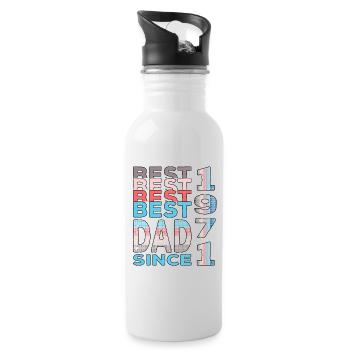 Bester Papa der Welt seit 1971 Vatertag Geburtstag - Trinkflasche mit integriertem Trinkhalm - Weiß - Rechts