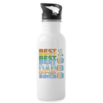Best dad in the world since 1968 Father's Day Birthday - Water bottle with straw - white - Right