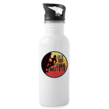 Climbing Life Is Good Climbing Makes It Better - Water bottle with straw - white - Right