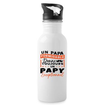 Papa Formidable Donne Toujours Papy Exceptionnel - Gourde avec paille intégrée - blanc - Droite