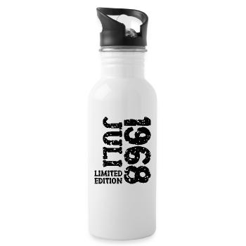 1968 Juli Limited Edition Geburtstag Geschenk - Trinkflasche mit integriertem Trinkhalm - Weiß - Rechts